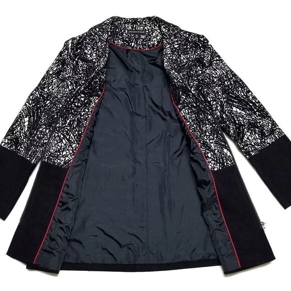 PRESTON & York Black White Colorblock Wool Longline Jacket - Picture 7 of 11